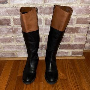 Etienne Aigner black and brown riding boots